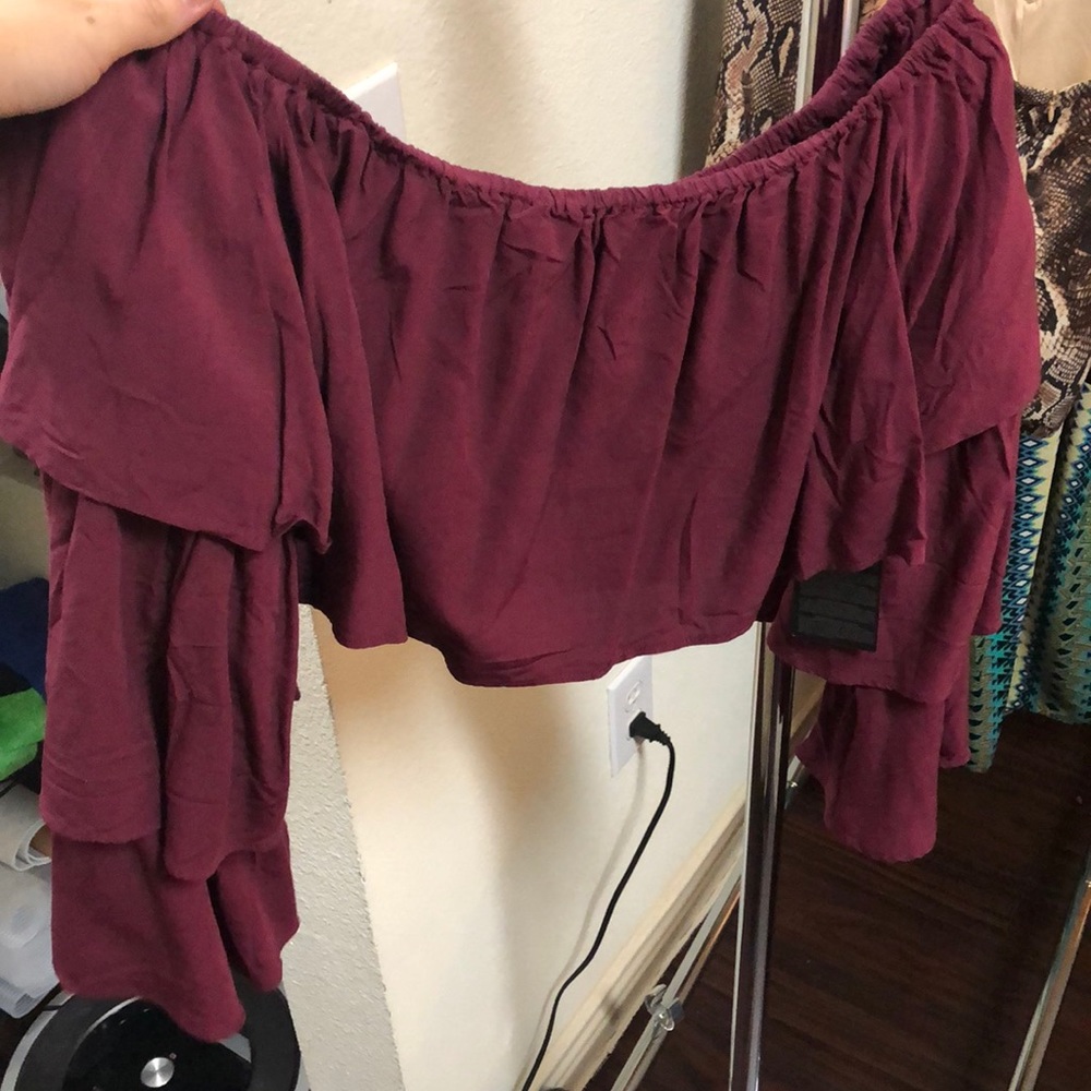 Crop Top Ruffle Sleeve